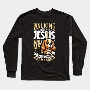 Jesus and dog - English Cocker Spaniel Long Sleeve T-Shirt